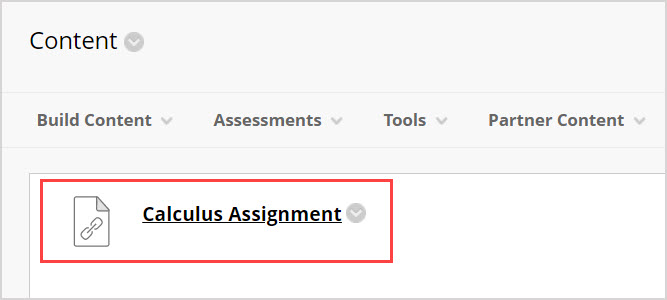 Blackboard Calculus Assignment The Calculus Assignment from Mobius is available to students on the Content page in the Blackboard Learn course.